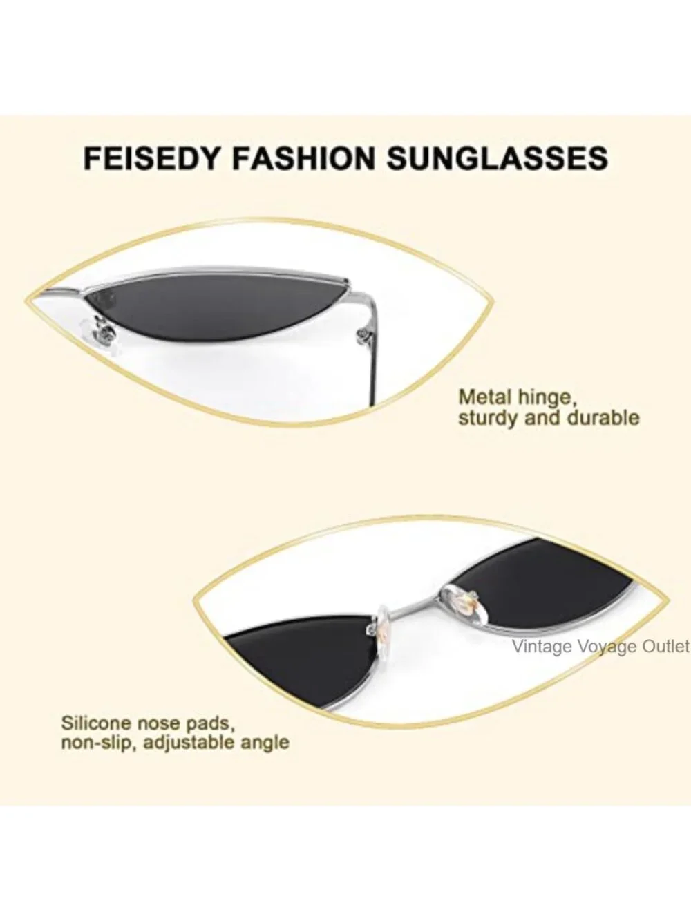 Vintage Cateye Sunglasses for Women Men UV400 Metal Frame Retro